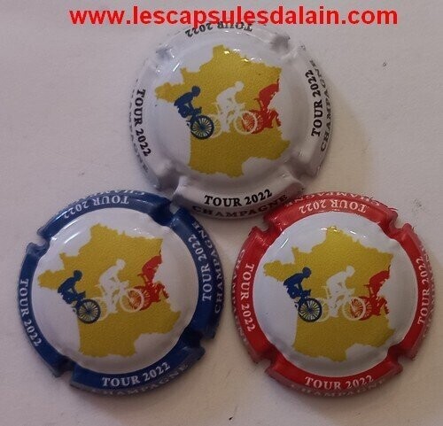 3 BELLES CAPSULES CHAMPAGNE GENERIQUE TOUR DE FRANCE RECTO VERSO 2022 REF N°1265 a 1265b NEWS