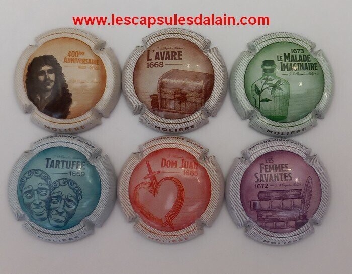 6 BELLES CAPSULES CHAMPAGNE GENERIQUE MOLIERE 2022 REF N°1271 a 1271e NEWS