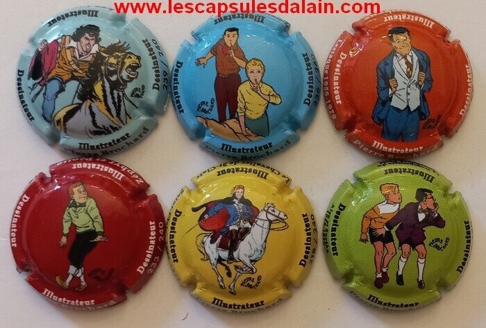6 BELLES CAPSULES CHAMPAGNE COMTESSE LA FEE PIERRE BROCHARD RECTOVERSO 240EX REF N°92 a 92e NEWS
