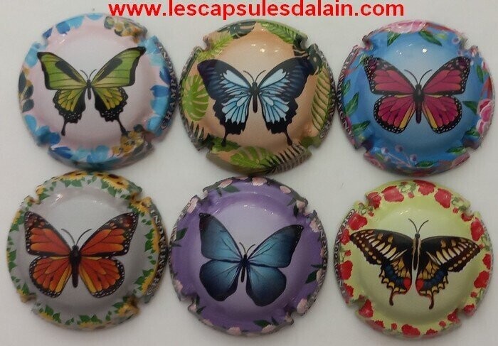 6 BELLES CAPSULES CHAMPAGNE GENERIQUE LES PAPILLONS 2022 REF N° 1268 a 1268e NEWS