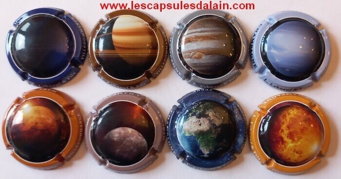 8 BELLES CAPSULES CHAMPAGNE LEBOEUF LES PLANETES REF N°11 a 11g NEWS