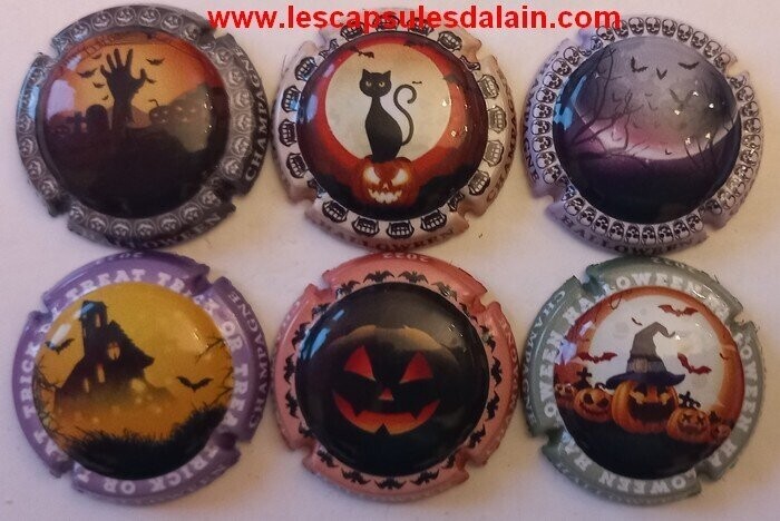 6 BELLES CAPSULES CHAMPAGNE GENERIQUE HALLOWEEN 2022 REF N°1280 a 1280e NEWS