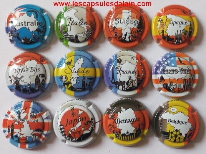 12 BELLES CAPSULES CHAMPAGNE GENERIQUE PLUS GRAND CONSOMMATEUR DE CHAMPAGNE REF N°1283 a 1283k NEWS
