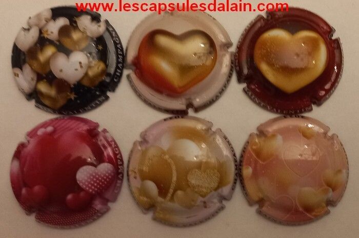 6 BELLES CAPSULES CHAMPAGNE GENERIQUE SAINT VALENTIN 2023 REF N°1297 a 1297e NEWS