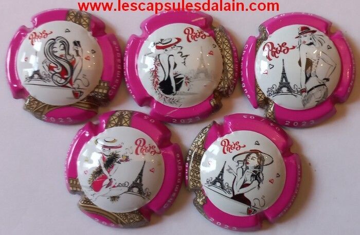 5 BELLES CAPSULES CHAMPAGNE GENERIQUE PARISIENNES 2023 REF N°1296 a 1296d NEWS