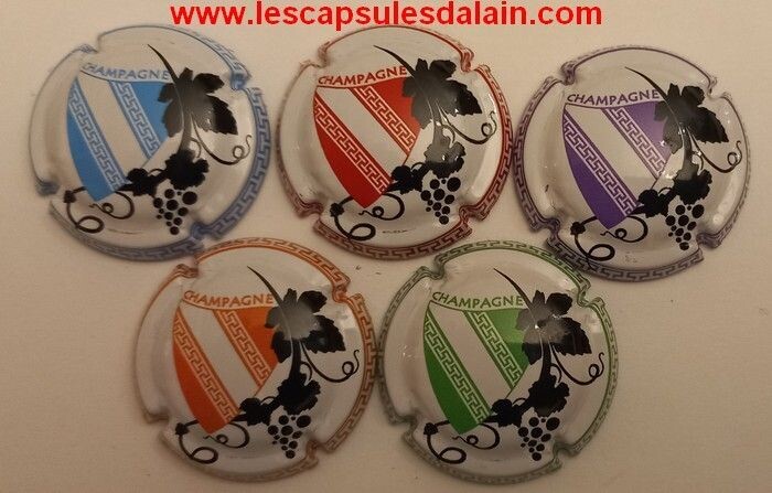 5 BELLES CAPSULES CHAMPAGNE GENERIQUE BLASON ET GRAPPES 2023 REF N°1298 a 1298d NEWS