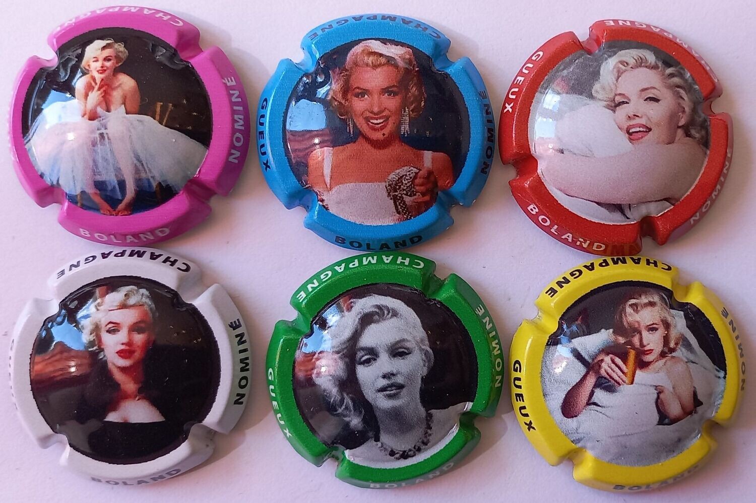 6 BELLES CAPSULES CHAMPAGNE BOLAND NOMINE MARYLINE MONROE REF N°20 a 20e NEWS