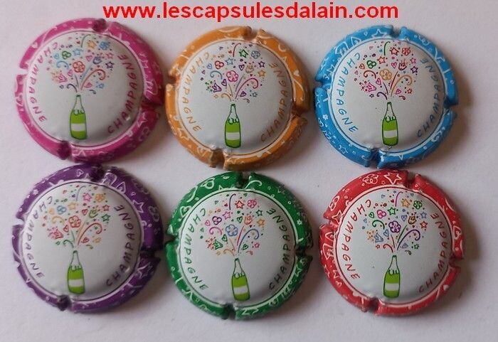 6 BELLES CAPSULES CHAMPAGNE GENERIQUE BOUTEILLE FEUX ARTIFICE 2023 MAT REF N°1317 a 1317e NEWS