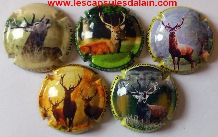 5 BELLES CAPSULES CHAMPAGNE BOUTILLIER GUINAND LES CERFS 2023 REF N°9 a 9d NEWS