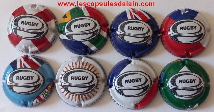 8 BELLES CAPSULES CHAMPAGNE GENERIQUE COUPE DU MONDE RUGBY 2023  REF N°1328 a 1328g NEWS