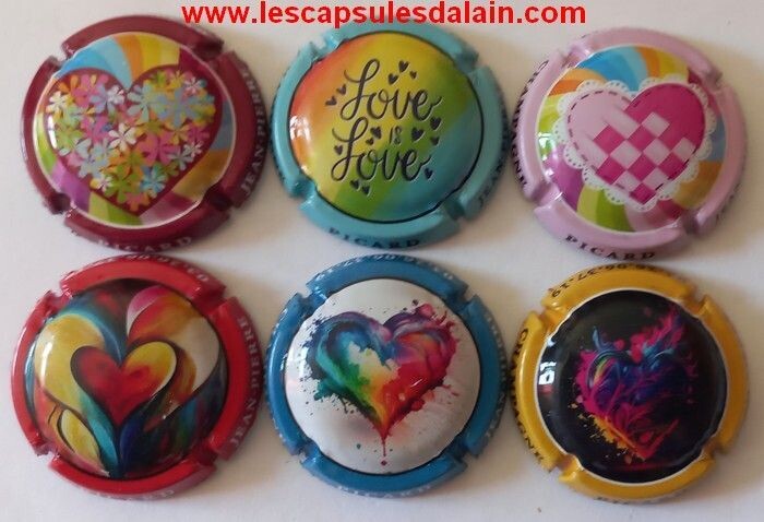 6 BELLES CAPSULES CHAMPAGNE PICARD JP LOVE COEUR 2023 REF N° 27 a 27e NEWS