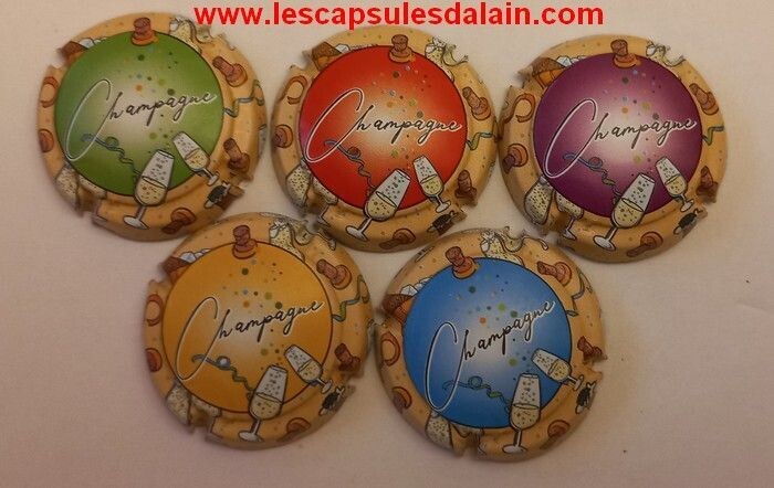 5 BELLES CAPSULES CHAMPAGNE GENERIQUE CHAMPAGNE ET FIESTA 2023  REF N°1325 a 1325d  NEWS