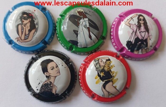 5 BELLES CAPSULES CHAMPAGNE CROCHET ET FILLES PIN UP 2023 REF N°27 a 27d NEWS