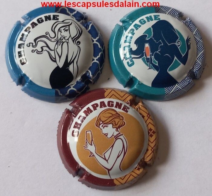 3 BELLES CAPSULES CHAMPAGNE GENERIQUE FEMMES 2023 REF N°1359 a 1361 NEWS