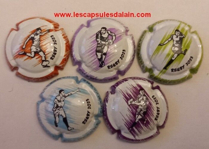 5 BELLES CAPSULES CHAMPAGNE GENERIQUE RUGBY 2023 REF N°1341 a 1341d NEWS