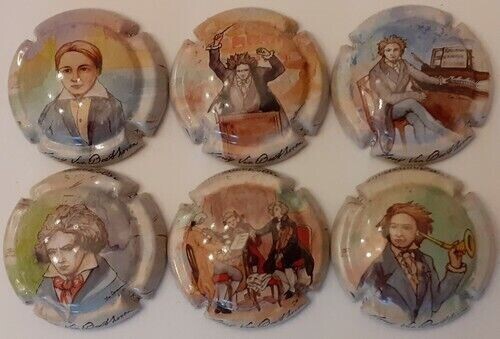 6 BELLES CAPSULES CHAMPAGNE GENERIQUE BEETHOVEN 2020 REF N°1134 a 1134e NEWS