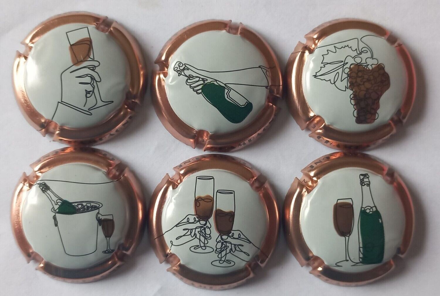 6 BELLES CAPSULES CHAMPAGNE GENERIQUE CHAMPAGNE 2023 REF N°1351 a 1351e NEWS