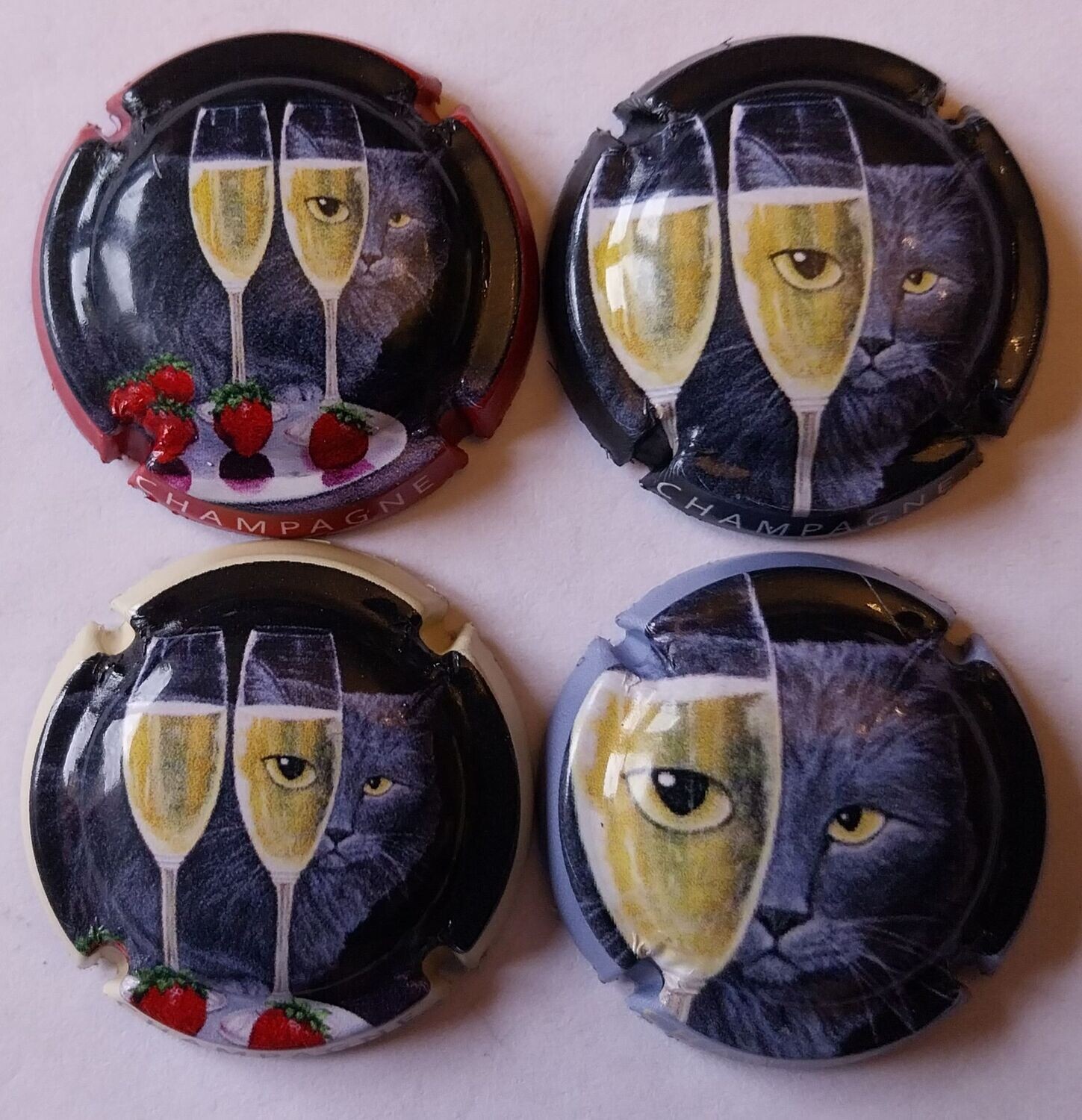 4 BELLES CAPSULES CHAMPAGNE GENERIQUE CHAT FLUTE 2024 REF N°1362 a1362c NEWS
