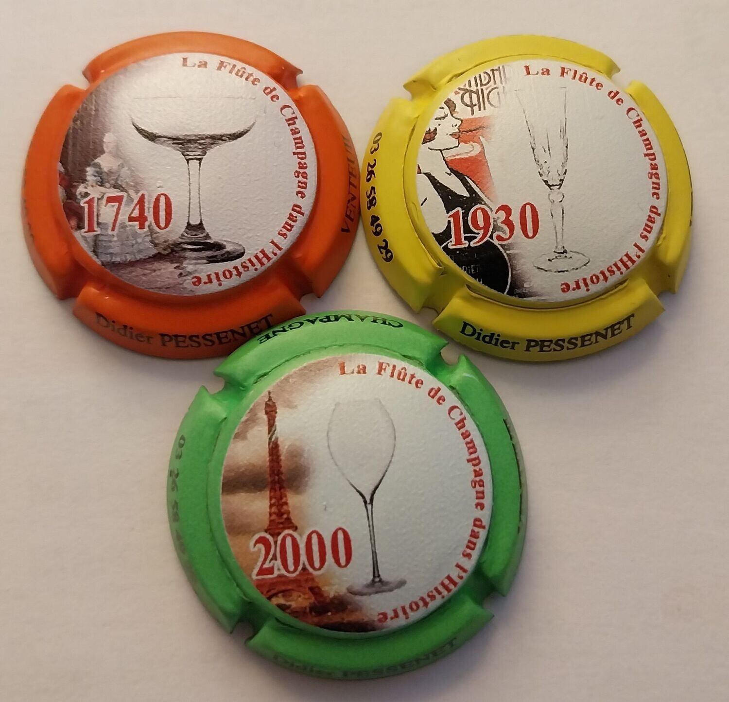 3 BELLES CAPSULES CHAMPAGNE PESSENET DIDIER REF N°70 a 70b NEWS