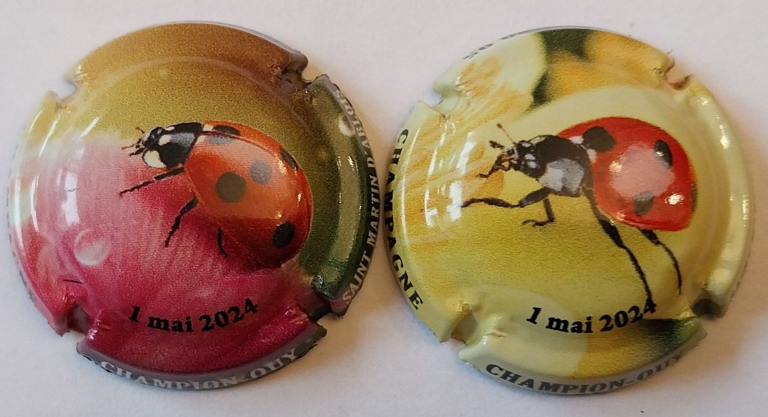 2 BELLES CAPSULES CHAMPAGNE CHAMPION OUY COCCINELLES 2024 REF N° 34b et 34c NEWS
