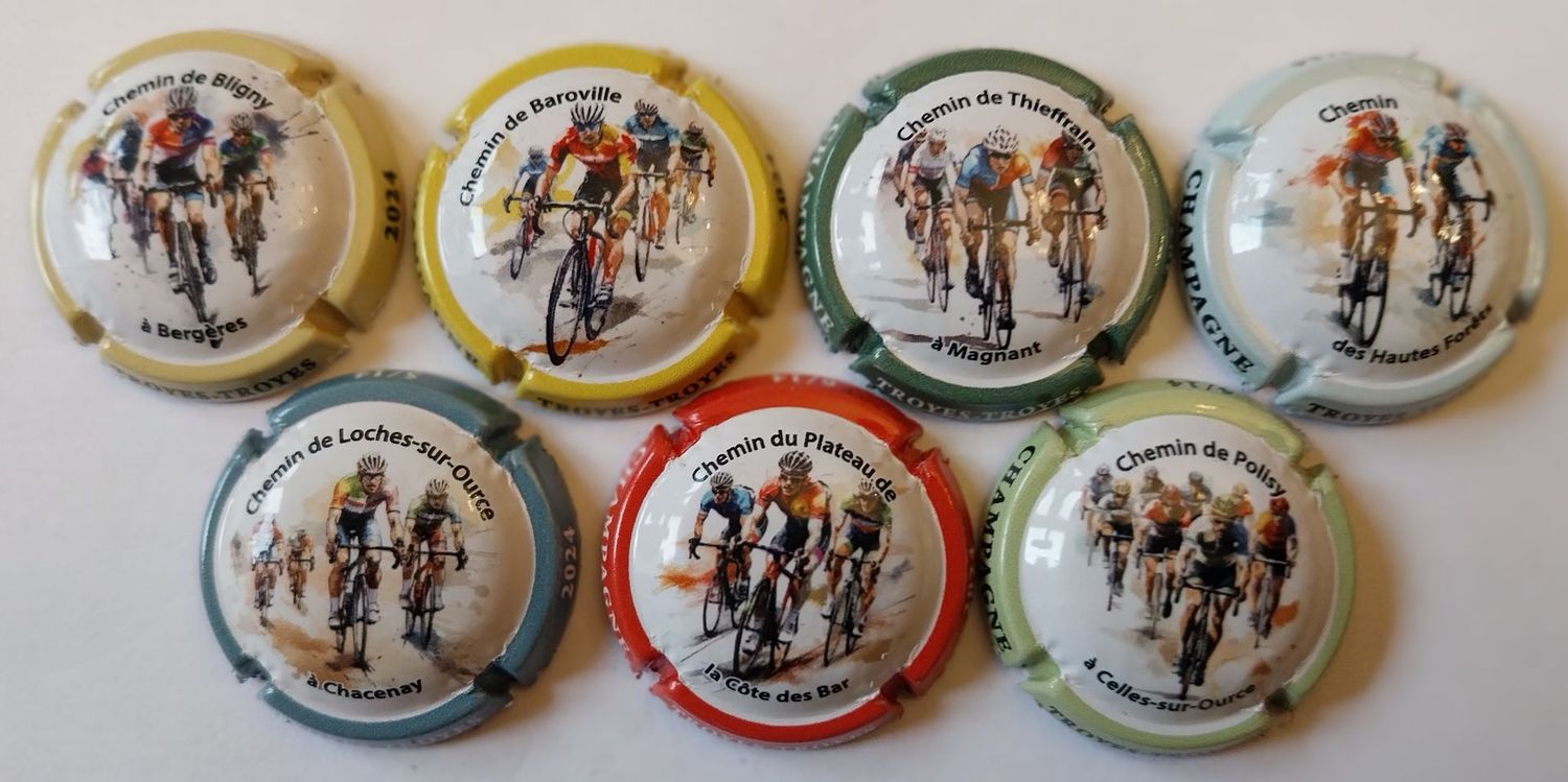 7 BELLES CAPSULES CHAMPAGNE GENERIQUE TDF ETAPE AUBE 2024 REF N°1405 a 1405f NEWS