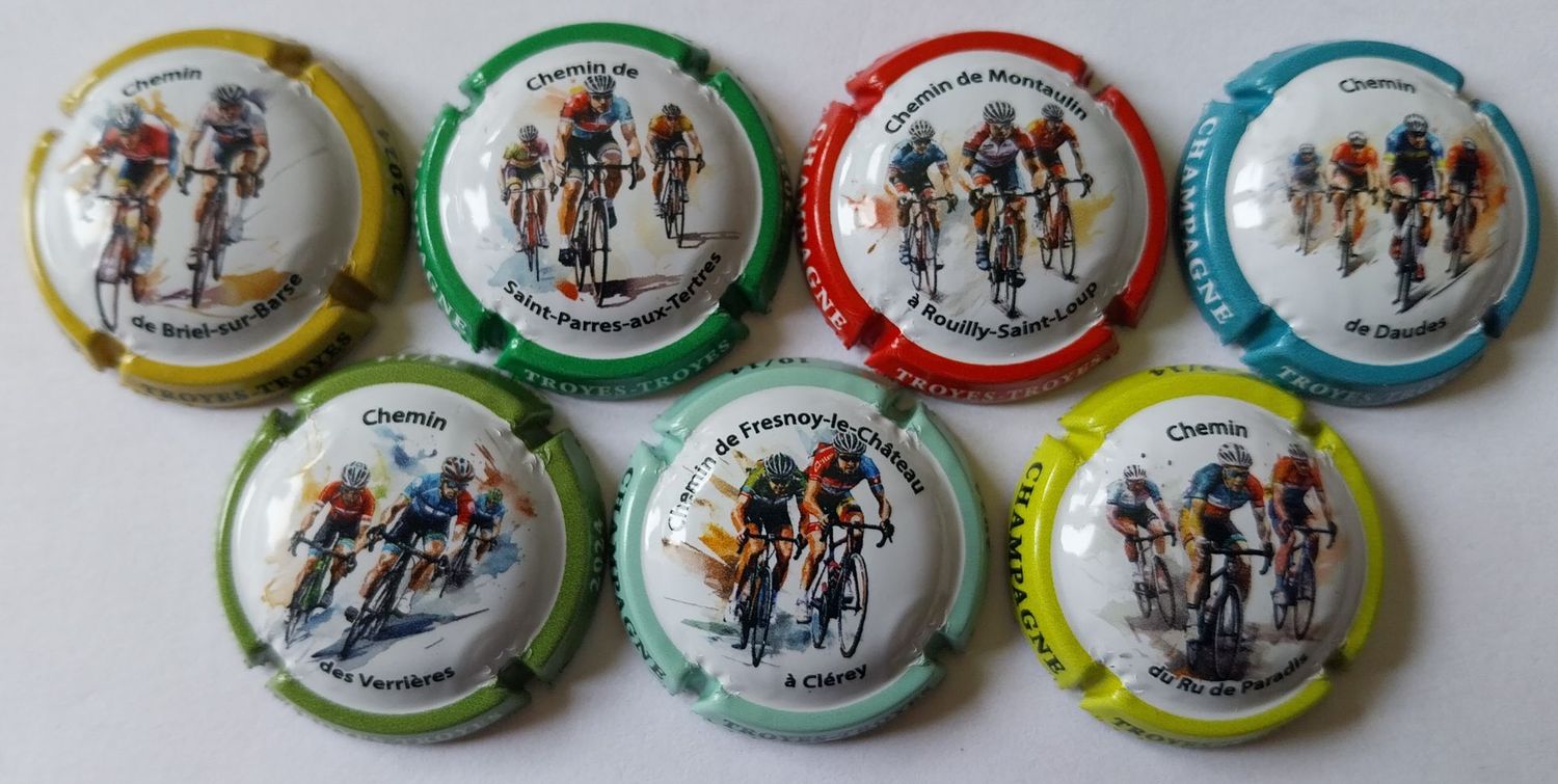7 BELLES CAPSULES CHAMPAGNE GENERIQUE TDF ETAPE AUBE 2024 SERIE N°2 REF N°1405g a 1405m NEWS