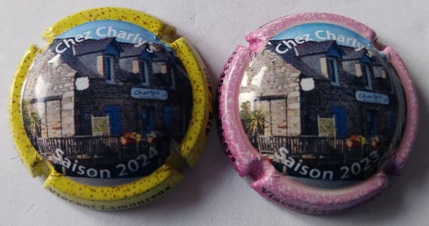 2 BELLES CAPSULES CHAMPAGNE VINCENT LAMOUREUX 480EX  REF N°25n et 25p NEWS