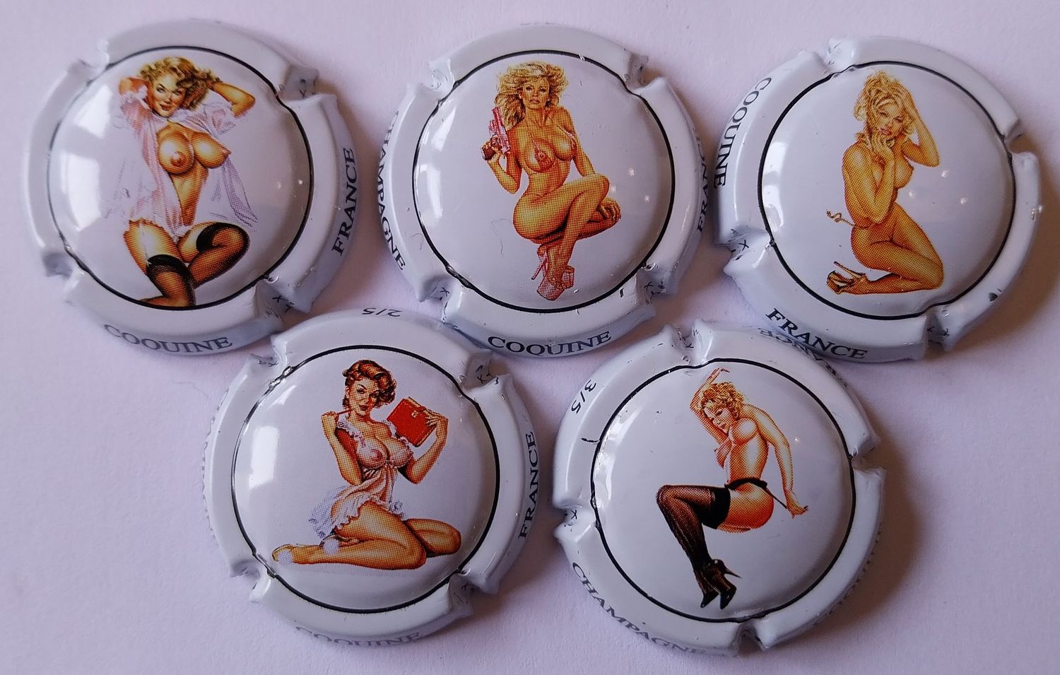 5 BELLES CAPSULES CHAMPAGNE GENERIQUE COQUINES REF N°C40 a C40d NEWS