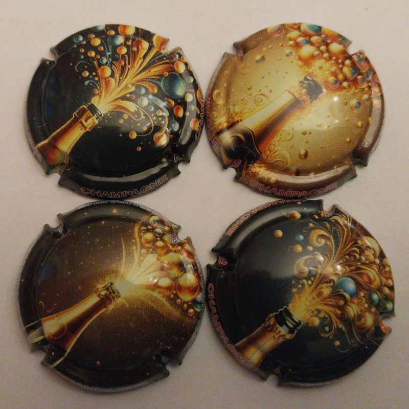 4 BELLES CAPSULES CHAMPAGNE GENERIQUE FESTIF 2024 REF N°1435 a 1435c NEWS