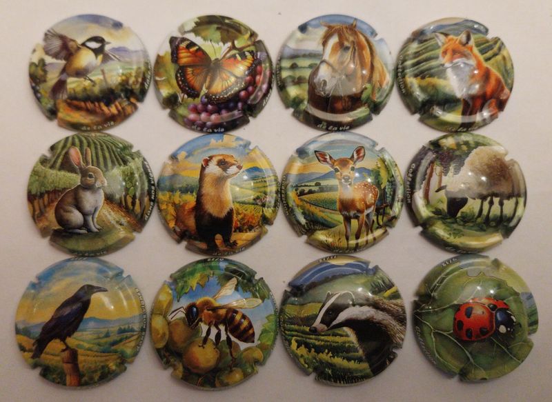 12 BELLES CAPSULES CHAMPAGNE GENERIQUE ANIMAUX 2024 REF N° 1432 a 1432k NEWS