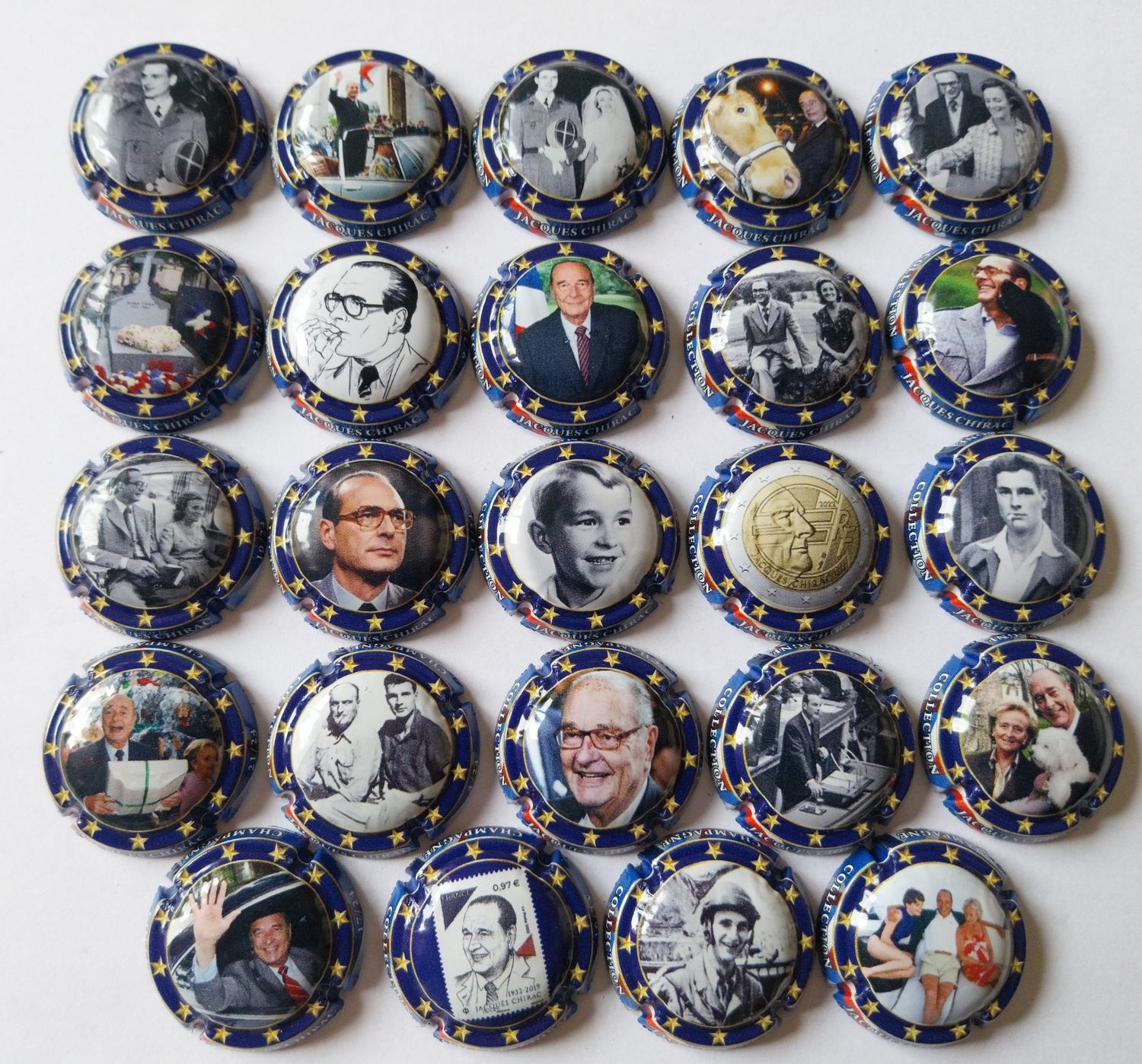 24 BELLES CAPSULES CHAMPAGNE GENERIQUE JACQUES CHIRAC 2024 COUTOUR BLEU NEWS
