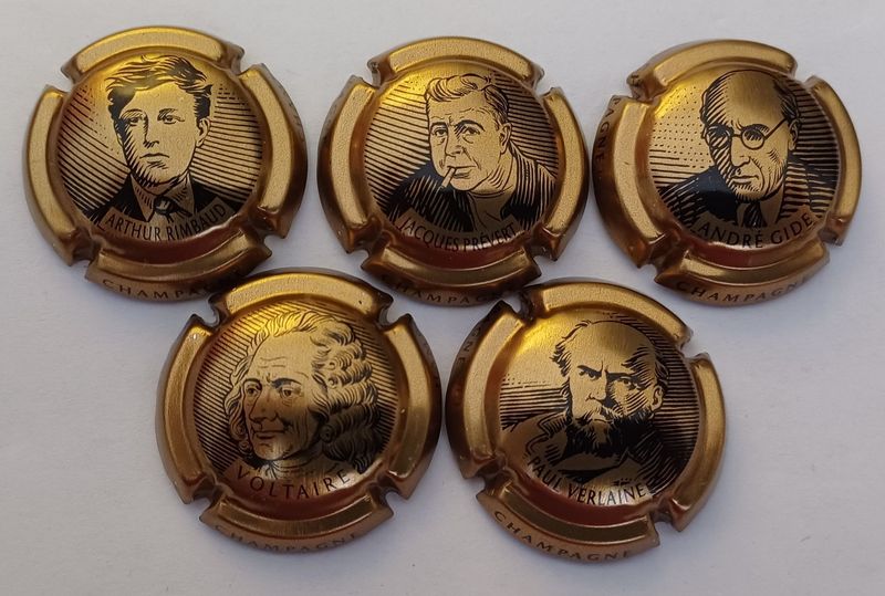 5 BELLES CAPSULES CHAMPAGNE GENERIQUE PERSONNALITE REF N°716 a 716d NEWS