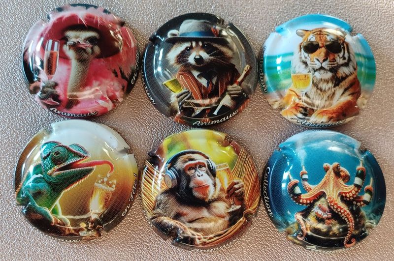 6 BELLES CAPSULES CHAMPAGNE GENERIQUE ANIMAUX 2025 REF N°1466 a 1466e NEWS 6 BELLES CAPSULES CHAMPAGNE GENERIQUE ANIMAUX 2025 REF N°1466 a 1466e NEWS