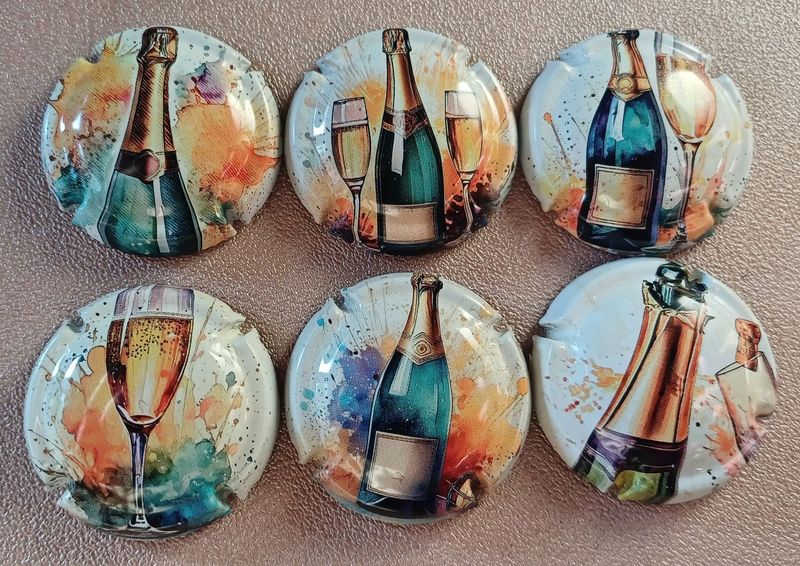 6 BELLES CAPSULES CHAMPAGNE GENERIQUE BOUTEILLE ET FLUTE 2025 REF N°1462 a 1462e NEWS 6 BELLES CAPSULES CHAMPAGNE GENERIQUE BOUTEILLE ET FLUTE 2025 REF N°1462 a 1462e NEWS