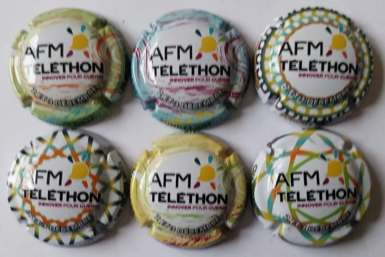 6 BELLES CAPSULES CHAMPAGNE SONNET GILLOT TELETHON REF N°14r a 14w NEWS