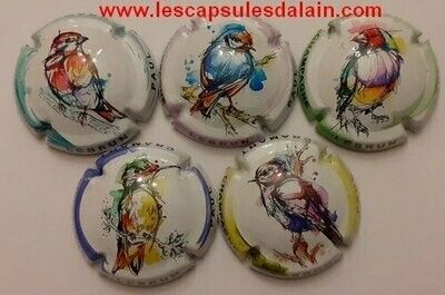 5 BELLES CAPSULES CHAMPAGNE LEBRUN PAUL LES OISEAUX REF N°74 a 74d NEWS