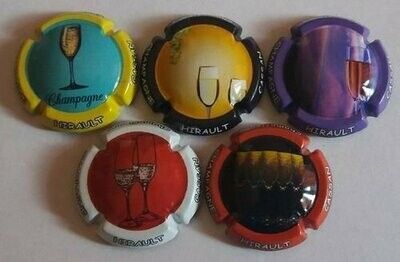 5 BELLES CAPSULES CHAMPAGNE HIRAULT CASSAN  LES FLUTES REF N° 8 A 8d NEWS