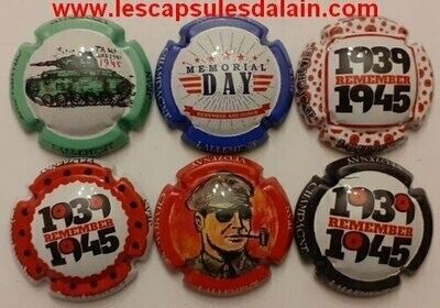 6 BELLES CAPSULES CHAMPAGNE LALLEMENT JEAN 39/45 GUERRE REF N°20 a 20e NEWS