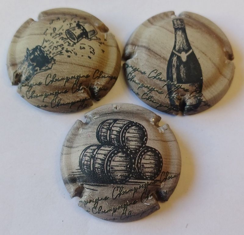 3 BELLES CAPSULES CHAMAPAGNE GENERIQUE IMITATION BOIS MAT REF N°1199a a 1199c NEWS