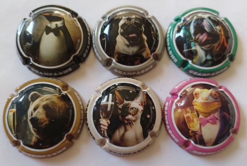 6 BELLES CAPSULES CHAMPAGNE GENERIQUE ANIMAUX FLUTES 2025 NEWS
