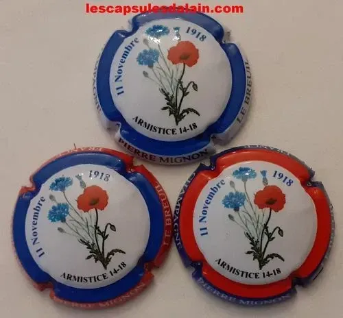 3 BELLES CAPSULES CHAMPAGNE PIERRE MIGNON ARMISTICE 14/18 REF N°154 a 154b NEWS