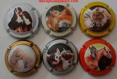 6 BELLES CAPSULES CHAMPAGNE GUILLETTE BREST COUPLE D'ANIMAUX REF N°124 a 124e NEWS