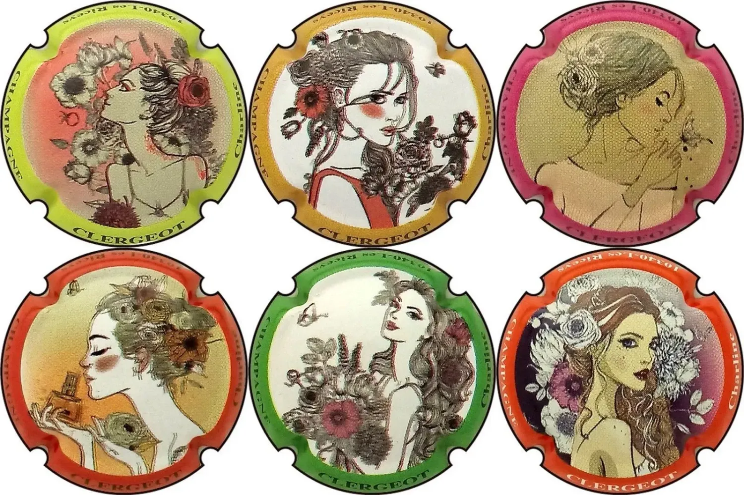 6 BELLES CAPSULES DE CHAMPAGNE CLERGEOT CHARLINE REF N°1 a 1e NEWS