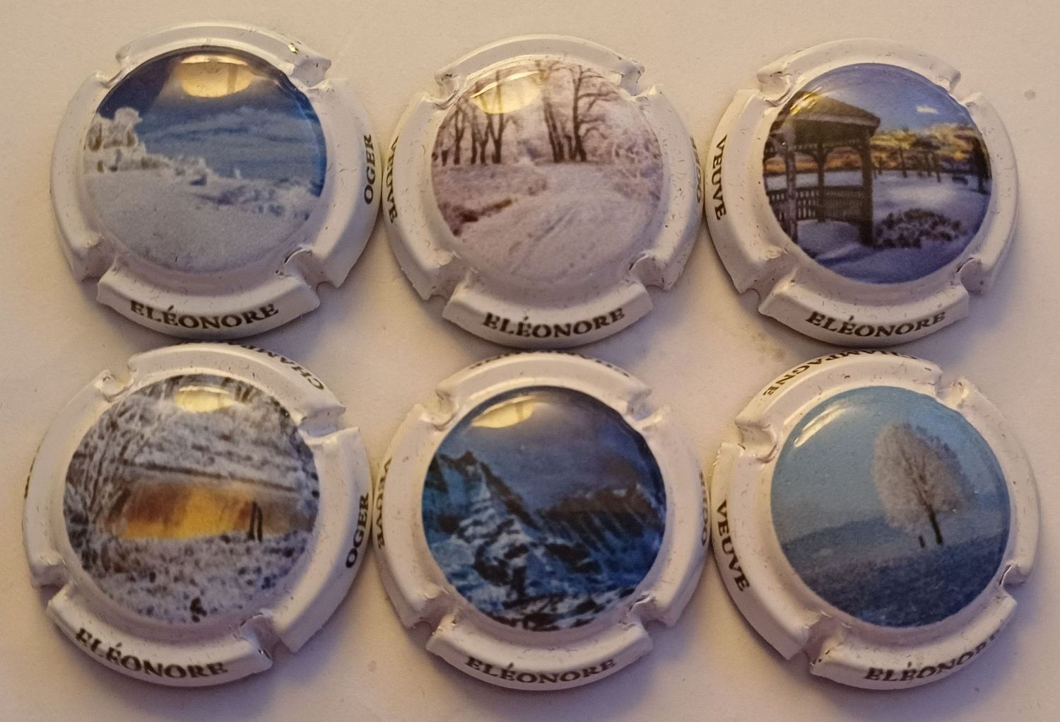 6 BELLES CAPSULES CHAMPAGNE VEUVE ELEONORE HIVER REF N°32 a 32e NEWS