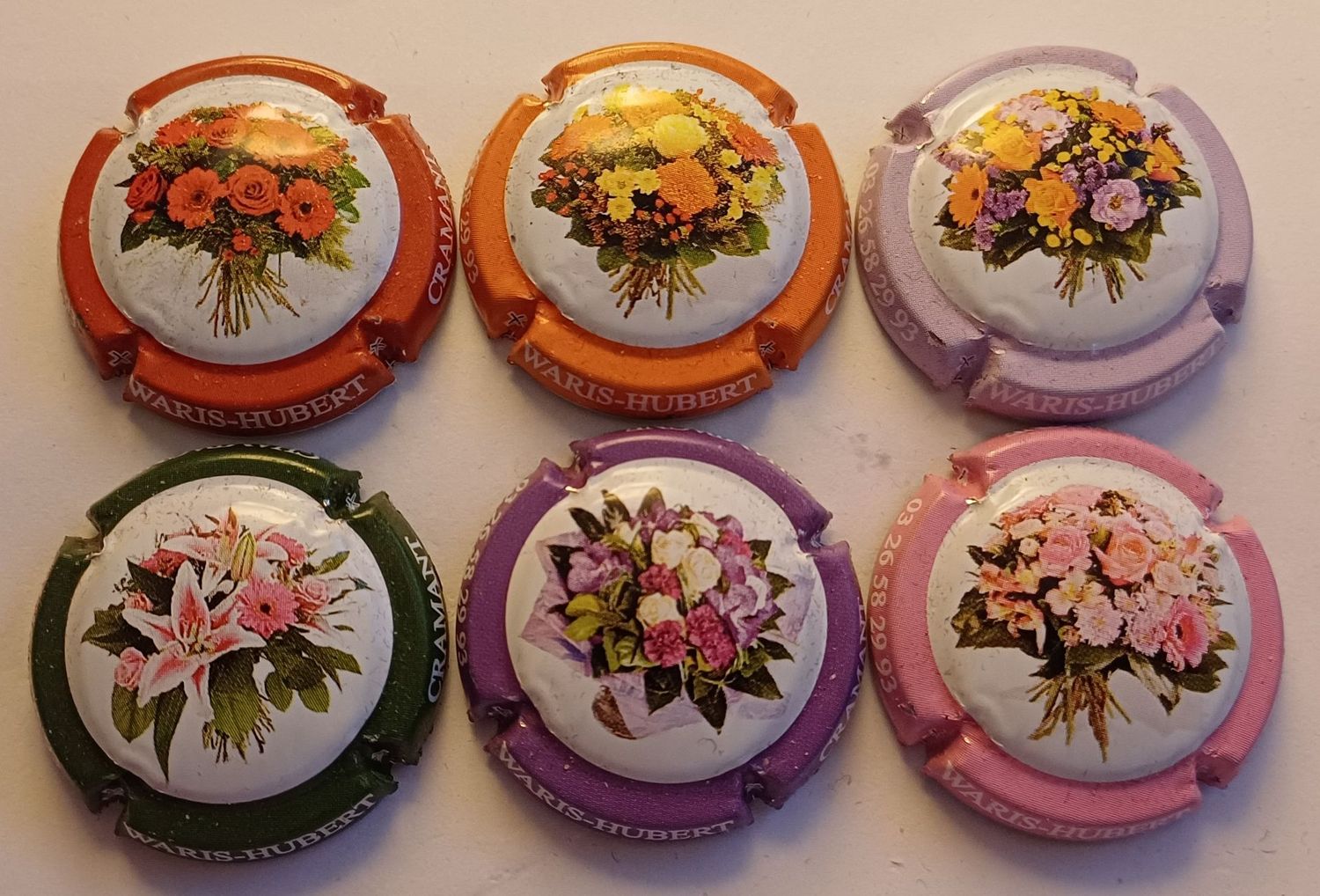 6 BELLES CAPSULES CHAMPAGNE WARIS HUBERT BOUQUETS REF N° 11 a 11e NEWS