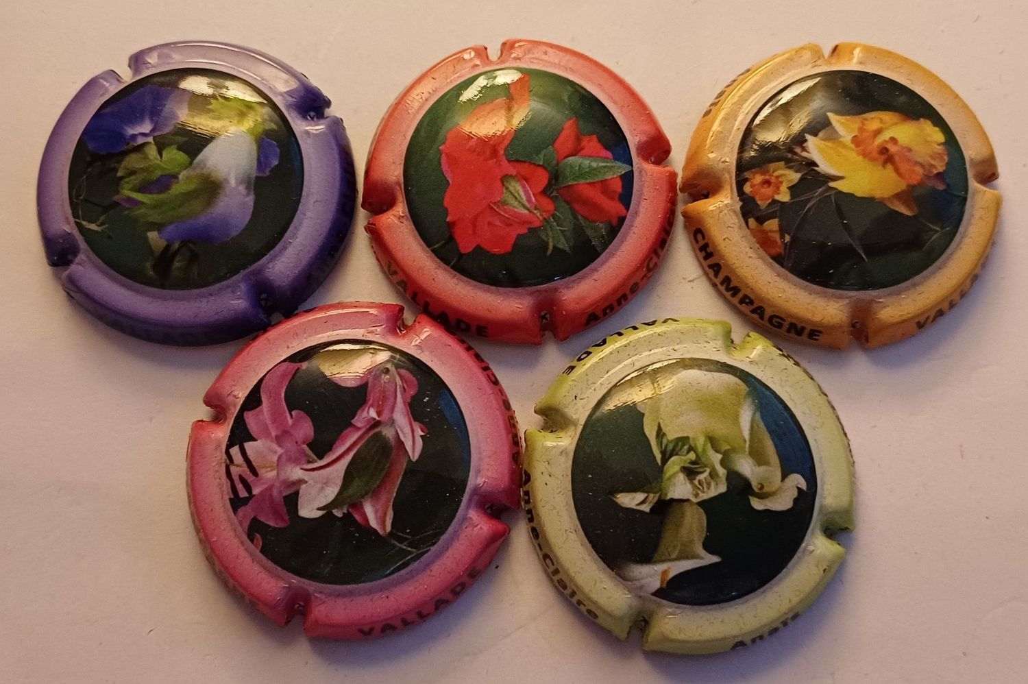 5 BELLES CAPSULES CHAMPAGNE VALLADE & FILLES FLEURS REF N°5 a 5d NEWS