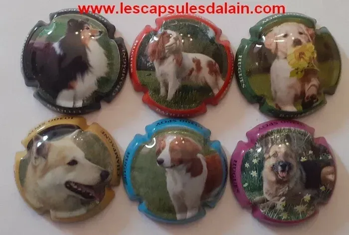 6 BELLES CAPSULES CHAMPAGNE BATILLET HUGUES LES CHiENS REF N°3 a 3e NEWS