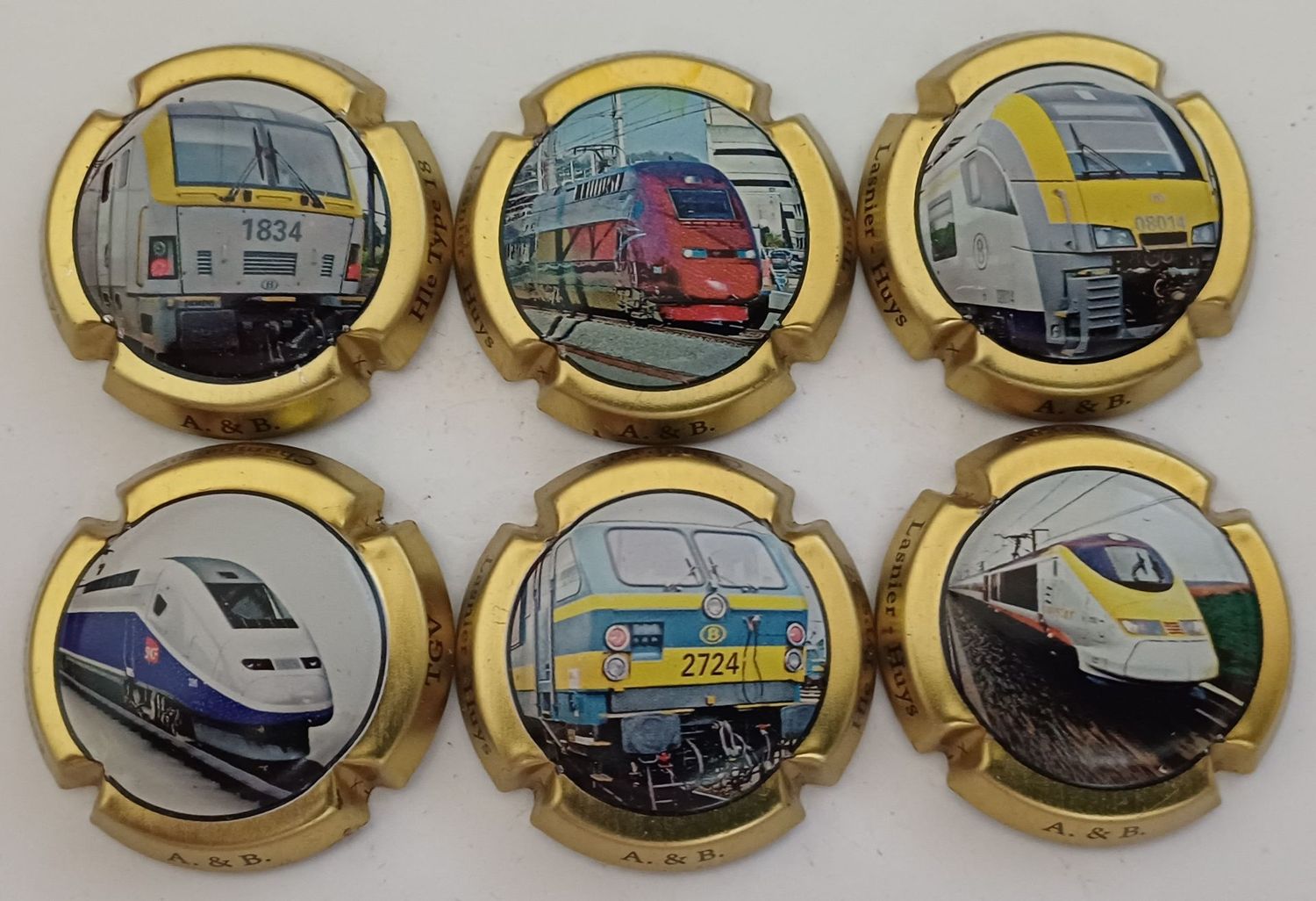 6 BELLES CAPSULES CHAMPAGNE LASNIER-HUYS LES LOCOMOTIVE REF N°23 a 23e NEWS