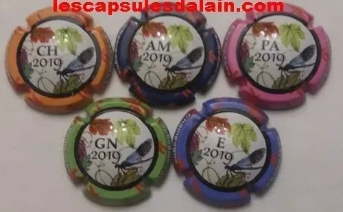 5 BELLES CAPSULES CHAMPAGNE GENERIQUE PUZZLE LIBELLULE 2019 REF N°979l a 979p