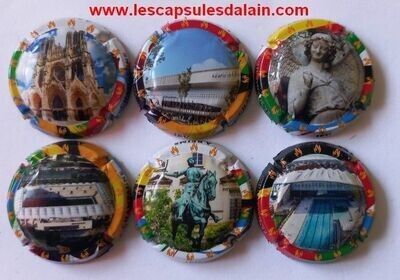 6 BELLES CAPSULES CHAMPAGNE GENERIQUE LA FLAMME A REIMS LE 20 JUIN 2024 REF N°C194 a C194e NEWS